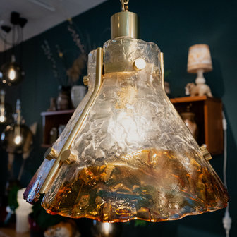 Carlo Nason voor Mazzega messing Murano glazen hanglamp | Sprinkelhop