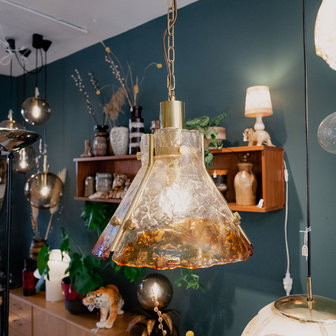 Carlo Nason voor Mazzega messing Murano glazen hanglamp | Sprinkelhop