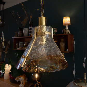 Carlo Nason voor Mazzega messing Murano glazen hanglamp | Sprinkelhop