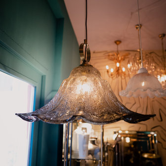 Vintage Kalmar Murano glazen heksenhoed trompet hanglamp | Sprinkelhop