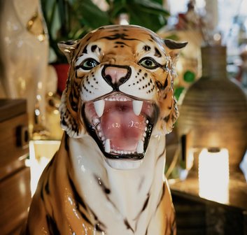 Vintage Italiaans keramieken beeld tijger | Sprinkelhop
