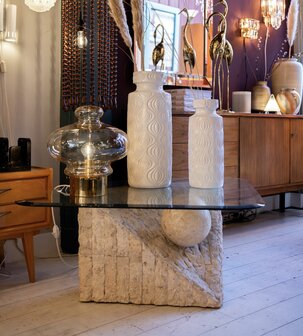 Vintage mactan stenen glazen salontafel Magnussen Ponte | Sprinkelhop