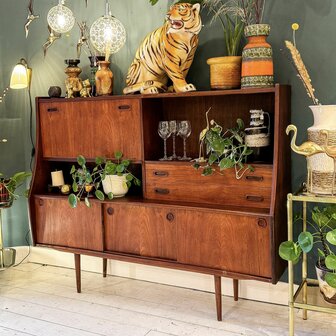 Mid century teak houten highboard  | Sprinkelhop