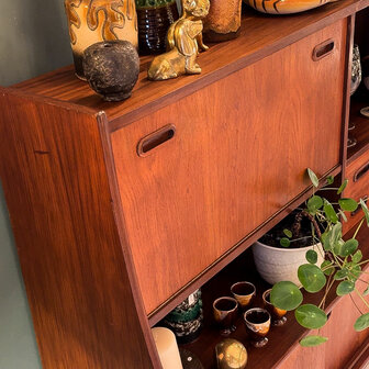 Mid century teak houten highboard  | Sprinkelhop