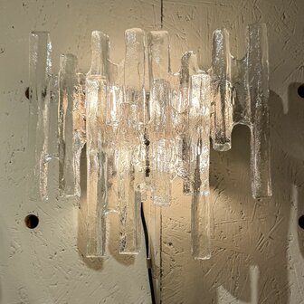 Grote vintage JT Kalmar frosted ice glass wandlamp | Sprinkelhop