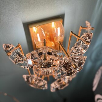 Kinkeldey messing kristal glazen wandlamp hexogon | Sprinkelhop