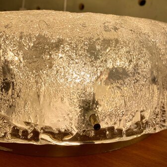 Vintage ronde Hillebrand iced glass plafonniere | Sprinkelhop