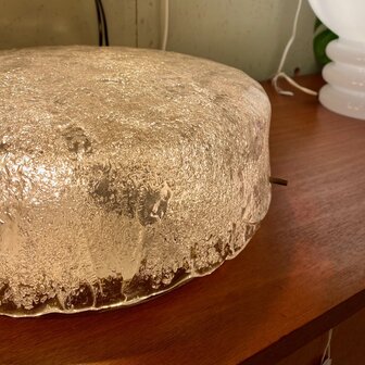 Vintage ronde Hillebrand iced glass plafonniere | Sprinkelhop