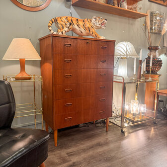 Vintage midcentury teak Deense ladekast met 6 lades | Sprinkelhop