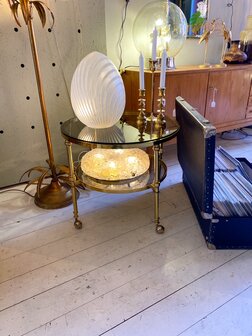 Vintage messing salontafel op wieltjes barcart | Sprinkelhop