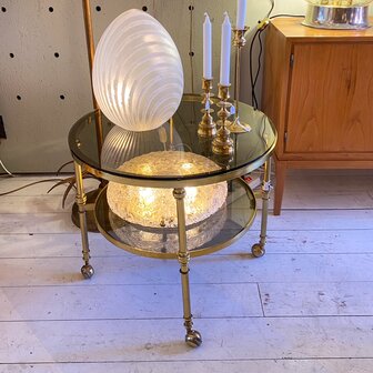 Vintage messing salontafel op wieltjes barcart | Sprinkelhop