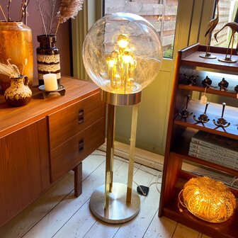 Doria Big Ball kristalglazen vloerlamp messing chroom | Sprinkelhop