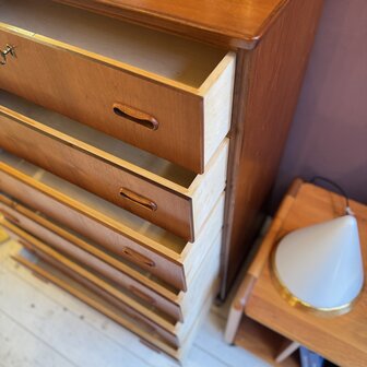 Vintage midcentury teak Deense ladekast met 6 lades | Sprinkelhop