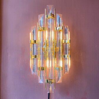 Vintage Italiaanse wandlamp met glazen driehoekige pegels | Sprinkelhop