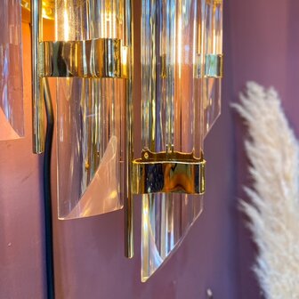 Vintage Italiaanse wandlamp met glazen driehoekige pegels | Sprinkelhop