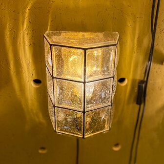 Vintage wandlamp Glashutte Limburg messing zwart glas | Sprinkelhop