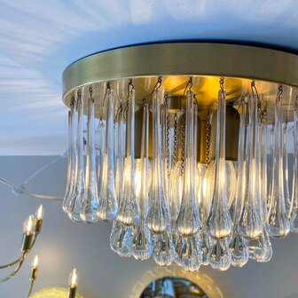 Vintage teardrop plafondlamp messing | Sprinkelhop