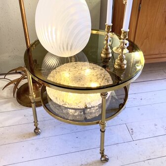 Vintage messing salontafel op wieltjes barcart | Sprinkelhop