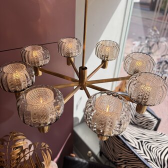 vintage messing jaren &#039;60 kroonluchter met dubbel glas | Sprinkelhop