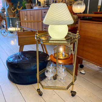 Vintage messing art deco tafeltje bar cart hexagon | Sprinkelhop