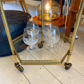 Vintage messing art deco tafeltje bar cart hexagon | Sprinkelhop