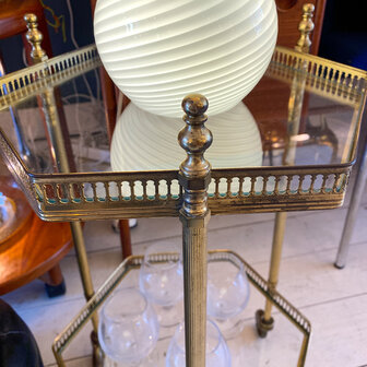 Vintage messing art deco tafeltje bar cart hexagon | Sprinkelhop