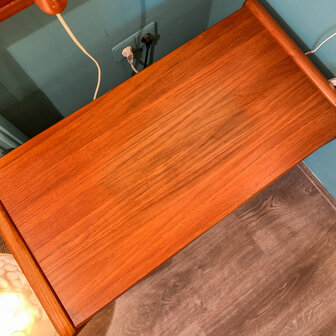 Vintage Toften Denmark open kastje teak op wieltjes | Sprinkelhop
