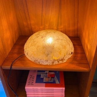 Hillebrand vintage plafondlamp 1970siced glass messing frame | Sprinkelhop