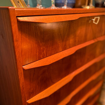 Vintage zeldzame midcentury teak Deense ladekast met 8 lades | Sprinkelhop