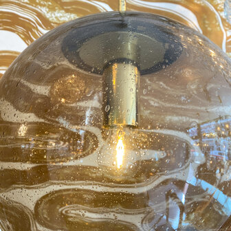 Messing glazen Glashutte Limburg hanglamp rookglas bubbelglas | Sprinkelhop