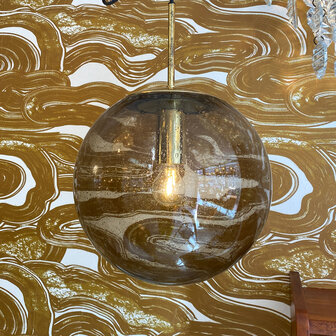 Messing glazen Glashutte Limburg hanglamp rookglas bubbelglas | Sprinkelhop