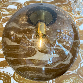 Messing glazen Glashutte Limburg hanglamp rookglas bubbelglas | Sprinkelhop