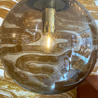 Messing glazen Glashutte Limburg hanglamp rookglas bubbelglas | Sprinkelhop