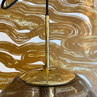 Messing glazen Glashutte Limburg hanglamp rookglas bubbelglas | Sprinkelhop