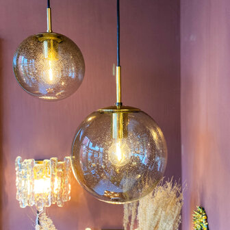 Messing glazen Glashutte Limburg hanglamp rookglas bubbelglas small | Sprinkelhop