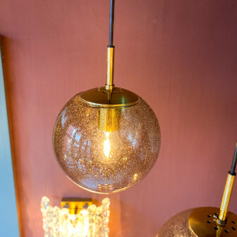 Messing glazen Glashutte Limburg hanglamp rookglas bubbelglas small | Sprinkelhop