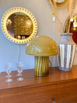 Vintage Peill &amp; Putzler paddenstoel tafellamp olijfgroen | Sprinkelhop