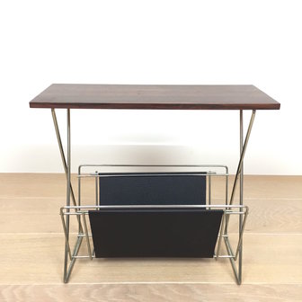 Vintage lectuurtafel chroom skai zwart