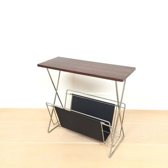 Vintage lectuurtafel chroom skai zwart