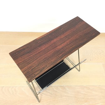 Vintage lectuurtafel chroom skai zwart