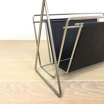 Vintage lectuurtafel chroom skai zwart