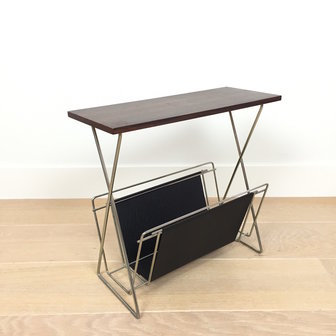 Vintage lectuurtafel chroom skai zwart