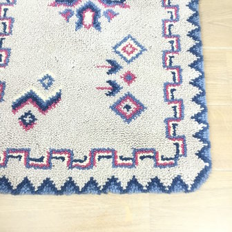 Vintage vloerkleedje roze blauw ecru