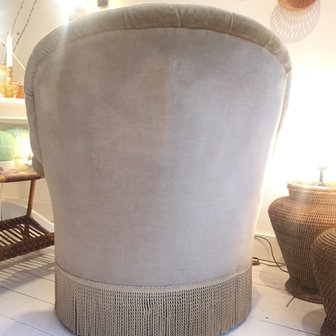 Vintage fauteuil velvet beige groen | Sprinkel + Hop