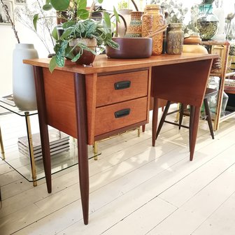 Vintage teak houten bureau 2 lades | Sprinkel + Hop