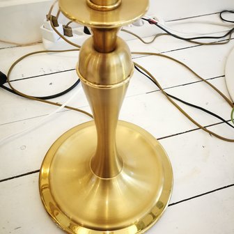 Vintage vloerlamp messing voet stoffen kap | Sprinkel + Hop