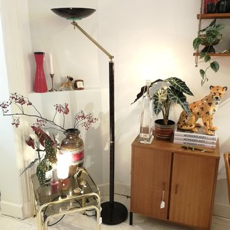 Vintage uplighter staande lamp bruin messing | Sprinkel + Hop