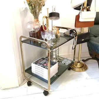 Vintage goudkleurige bar cart trolley serveerwagen | Sprinkel + Hop