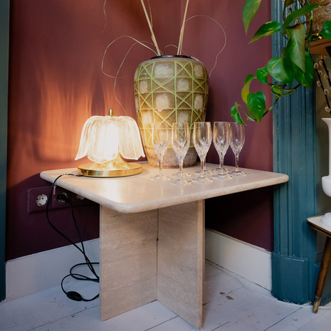 Vierkante travertin marmeren salontafel | Sprinkelhop