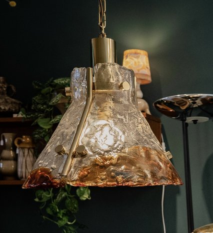 Carlo Nason voor Mazzega messing Murano glazen hanglamp | Sprinkelhop